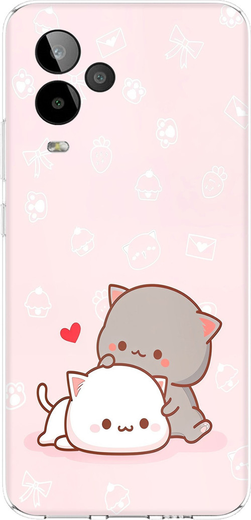 General Mobile GM 24 PRO Uyumlu Sevimli ve Remontik Kediler Baskılı Silikon Kılıf