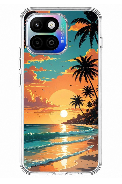 General Mobile GM 26 One 5G Uyumlu Tropikal Sahil ve Gün Batımı Baskılı Silikon Kılıf