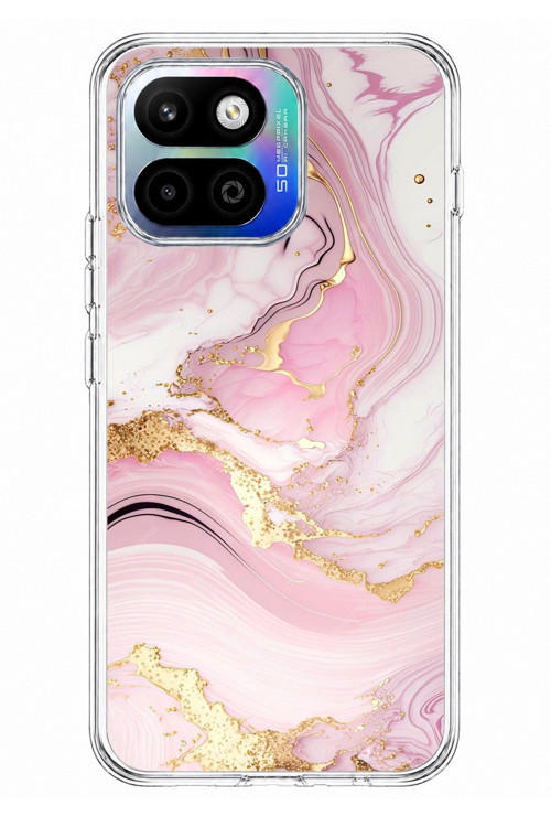 General Mobile GM 26 One 5G Uyumlu Pembe Mermer Baskılı Silikon Kılıf