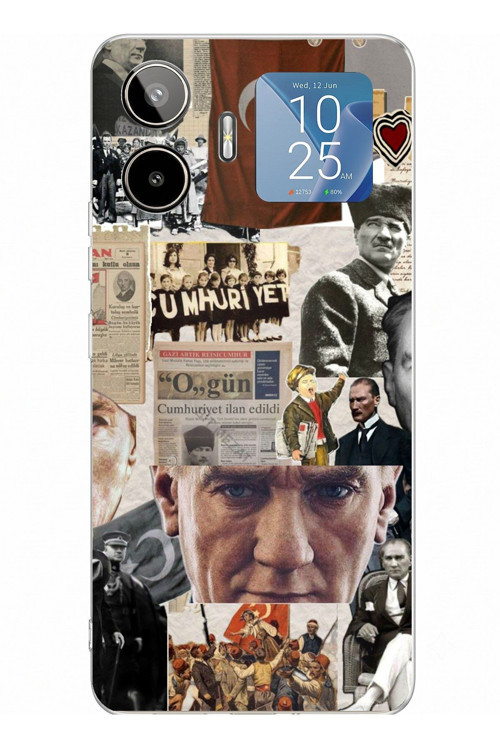 General Mobile GM 26 PRO Uyumlu Atatürk Cumhuriyet Kolaj Baskılı Silikon Kılıf