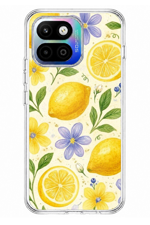 General Mobile GM 26 One 5G Uyumlu Sulu Boya Limon ve Çiçek Desenli Baskılı Silikon Kılıf