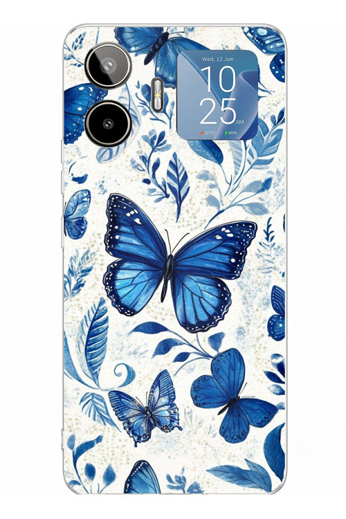 General Mobile GM 26 PRO Uyumlu Mavi Kelebekler Baskılı Silikon Kılıf