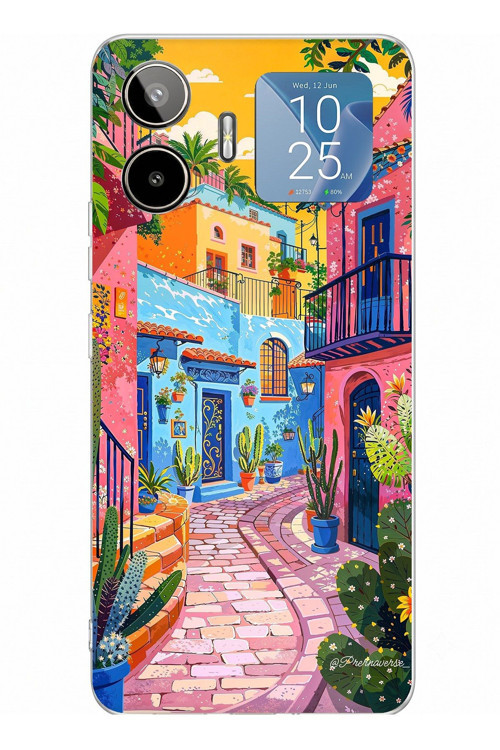 General Mobile GM 26 PRO Uyumlu Renkli Sanat Sokak Silikon Kılıf Baskılı Silikon Kılıf