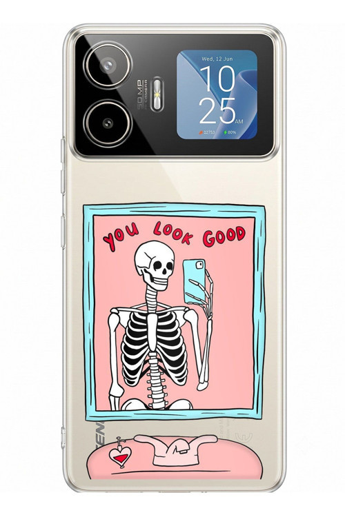 General Mobile GM 26 PRO Uyumlu You Look Good İskelet Tasarımlı Baskılı Silikon Kılıf