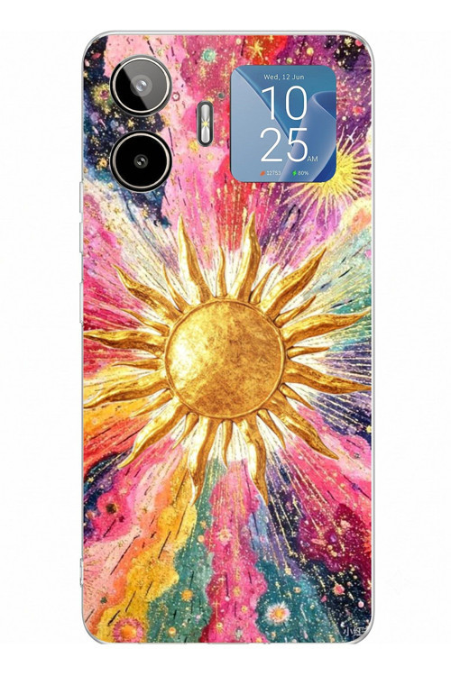 General Mobile GM 26 PRO Uyumlu Psikedelik Galaksi ve Güneş Desenli Baskılı Silikon Kılıf