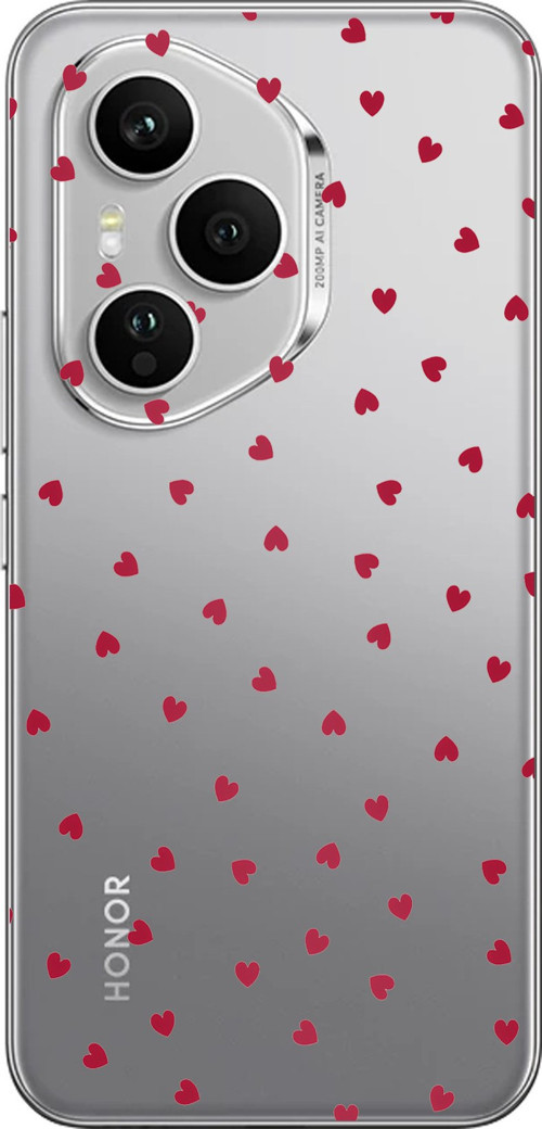 Honor 400 PRO Uyumlu Kırmızı Kalpler Tasarımlı Baskılı Silikon Kılıf