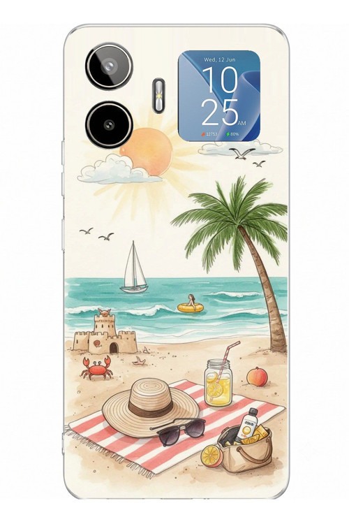General Mobile GM 26 PRO Uyumlu Sulu Boya Sahil ve Deniz Manzaralı Baskılı Silikon Kılıf