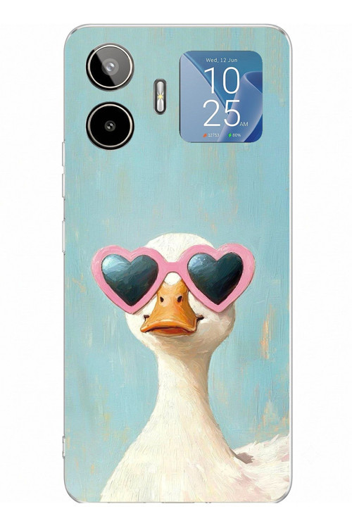 General Mobile GM 26 PRO Uyumlu Yağlı Boya Pop-Art Ördek Baskılı Silikon Kılıf