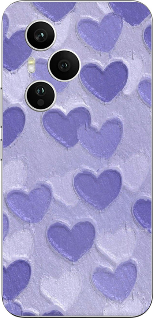 Honor 400 PRO Uyumlu Mor Kalpler Tasarımlı Baskılı Silikon Kılıf