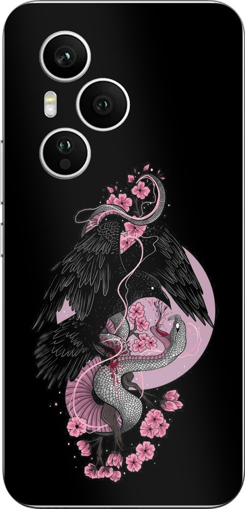 Honor 400 PRO Uyumlu Pembe Siyah Yılan Baskılı Silikon Kılıf