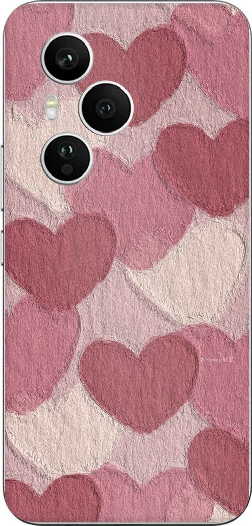 Honor 400 PRO Uyumlu Pastel Gül Kurusu ve Pembe Kalpli Baskılı Silikon Kılıf