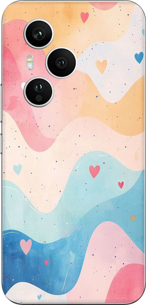 Honor 400 PRO Uyumlu Pastel Renkli Dalgalı ve Kalp Baskılı Silikon Kılıf