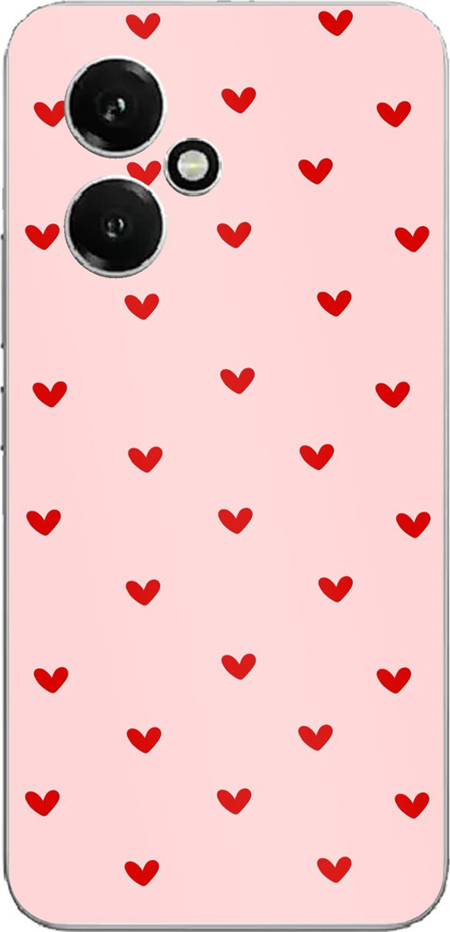 Honor 400 Uyumlu Kırmızı Minik Kalpler Baskılı Silikon Kılıf