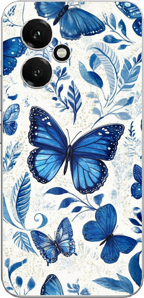 Honor 400 Uyumlu Mavi Kelebekler Baskılı Silikon Kılıf