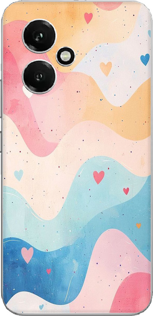 Honor 400 Uyumlu Pastel Renkli Dalgalı ve Kalp Baskılı Silikon Kılıf