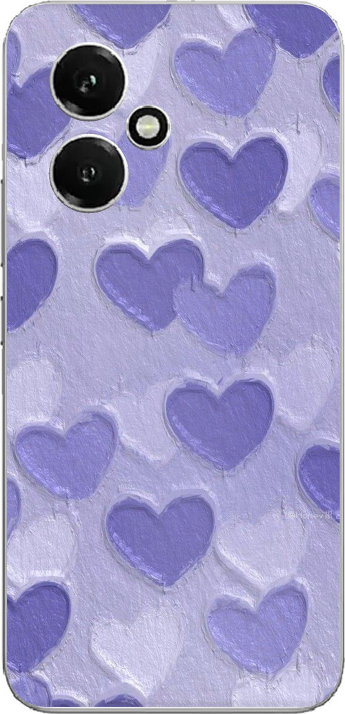 Honor 400 Uyumlu Mor Kalpler Tasarımlı Baskılı Silikon Kılıf