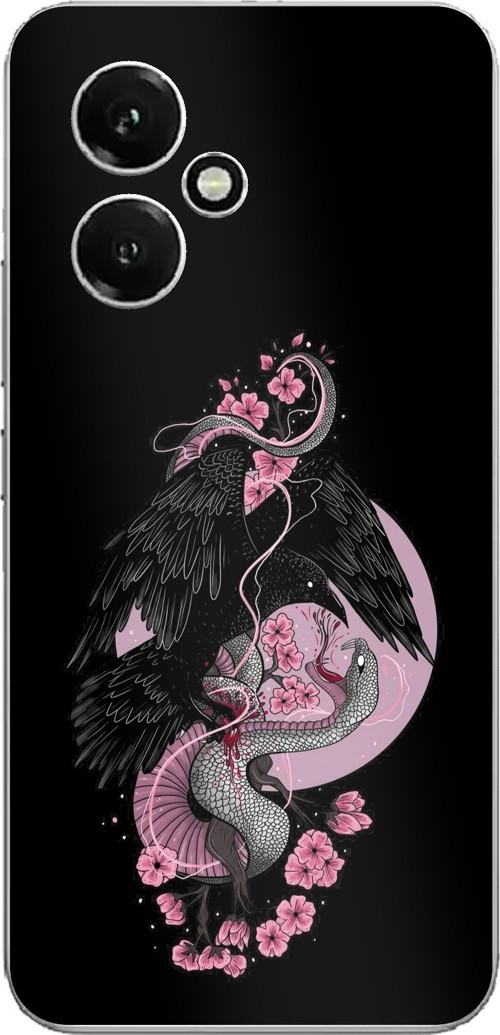 Honor 400 Uyumlu Pembe Siyah Yılan Baskılı Silikon Kılıf
