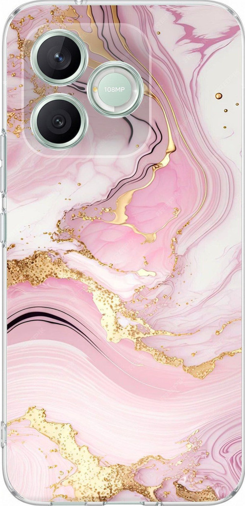 Honor 600 Lite Uyumlu Pembe Mermer Baskılı Silikon Kılıf