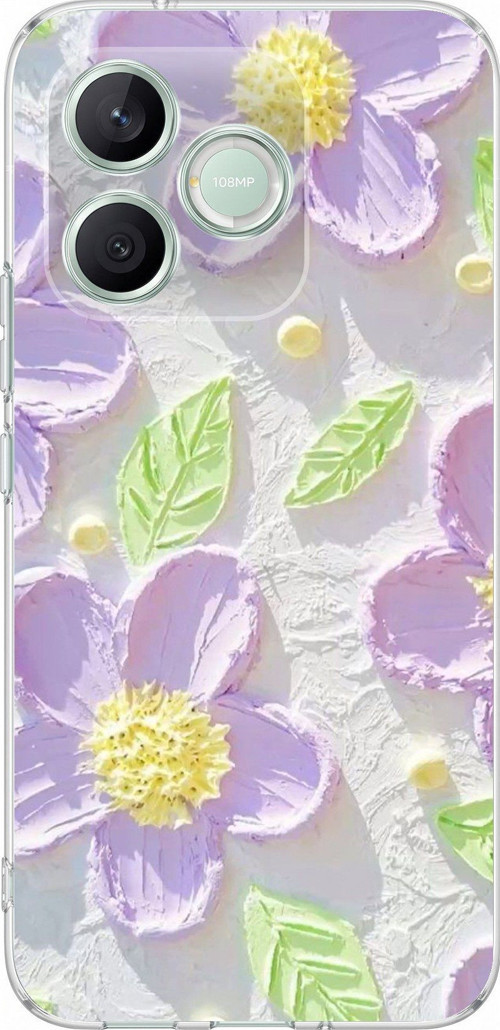 Honor 600 Lite Uyumlu Mor Papatyalar Sulu Boya Baskılı Silikon Kılıf