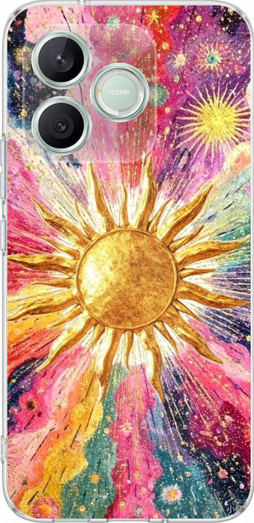 Honor 600 Lite Uyumlu Psikedelik Galaksi ve Güneş Desenli Baskılı Silikon Kılıf