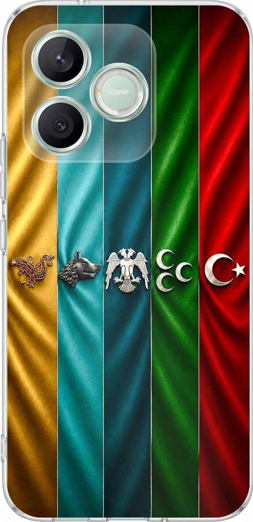 Honor 600 Lite Uyumlu Tarihi Türk Devletleri Bayrakları Baskılı Silikon Kılıf