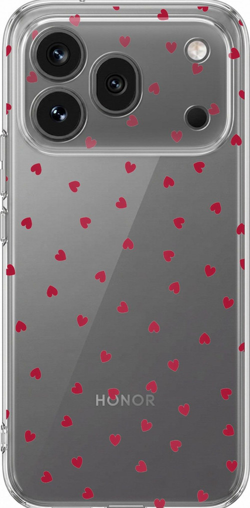 Honor 600 Pro Uyumlu Kırmızı Kalpler Tasarımlı Baskılı Silikon Kılıf