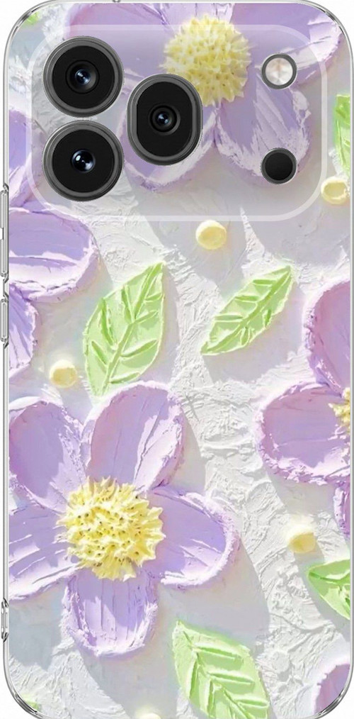 Honor 600 Pro Uyumlu Mor Papatyalar Sulu Boya Baskılı Silikon Kılıf