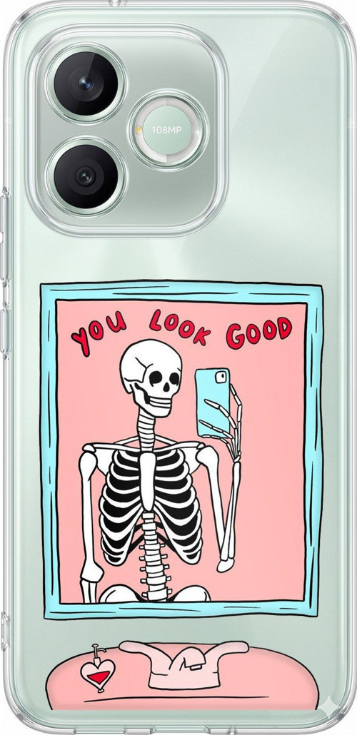 Honor 600 Lite Uyumlu You Look Good İskelet Tasarımlı Baskılı Silikon Kılıf