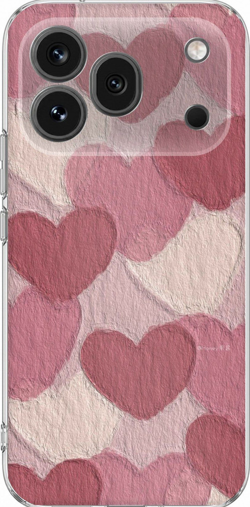 Honor 600 Pro Uyumlu Pastel Gül Kurusu ve Pembe Kalpli Baskılı Silikon Kılıf