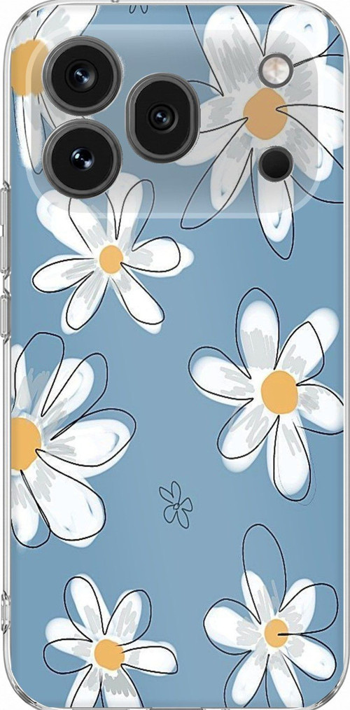 Honor 600 Pro Uyumlu Mavi Papatya Bahçesi Baskılı Silikon Kılıf