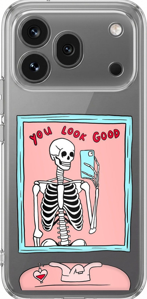 Honor 600 Pro Uyumlu You Look Good İskelet Tasarımlı Baskılı Silikon Kılıf