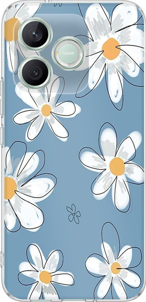 Honor 600 Lite Uyumlu Mavi Papatya Bahçesi Baskılı Silikon Kılıf