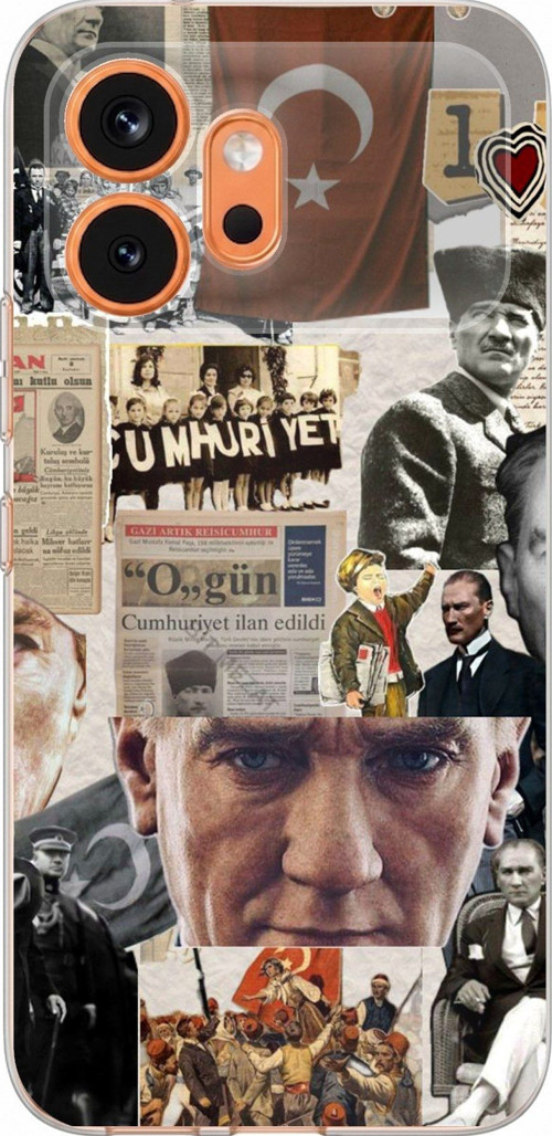 Honor 600 Uyumlu Atatürk Cumhuriyet Kolaj Baskılı Silikon Kılıf