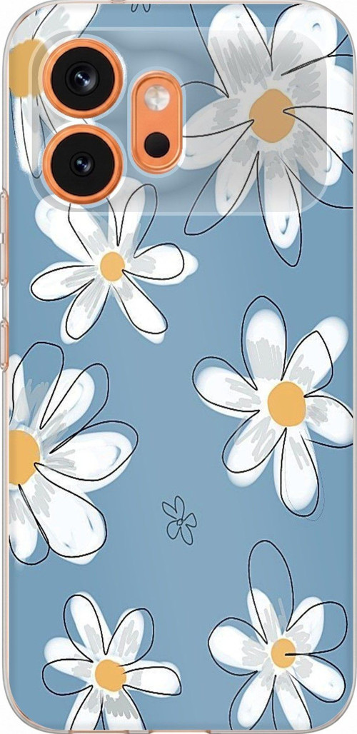 Honor 600 Uyumlu Mavi Papatya Bahçesi Baskılı Silikon Kılıf