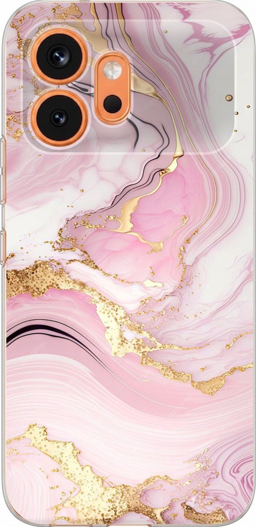 Honor 600 Uyumlu Pembe Mermer Baskılı Silikon Kılıf
