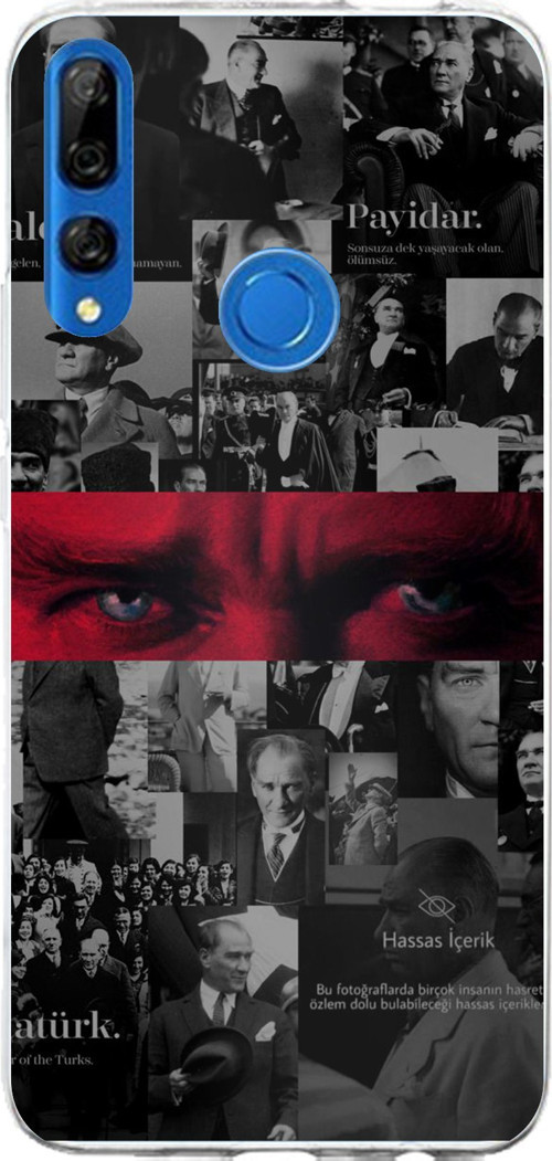 Honor 9X Uyumlu Atatürk Gözler Tasarım Baskılı Silikon Kılıf
