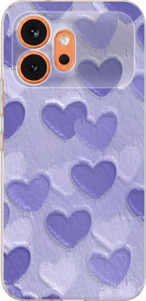 Honor 600 Uyumlu Mor Kalpler Tasarımlı Baskılı Silikon Kılıf