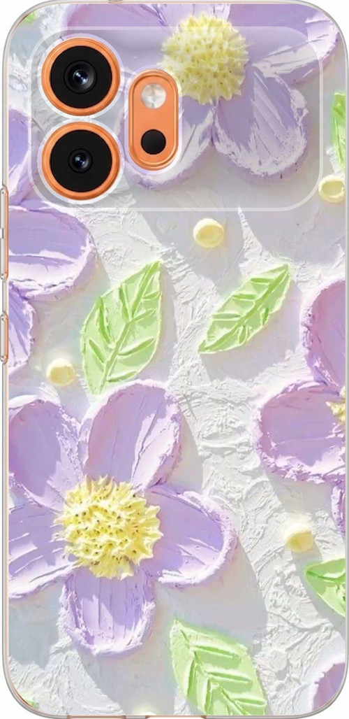 Honor 600 Uyumlu Mor Papatyalar Sulu Boya Baskılı Silikon Kılıf