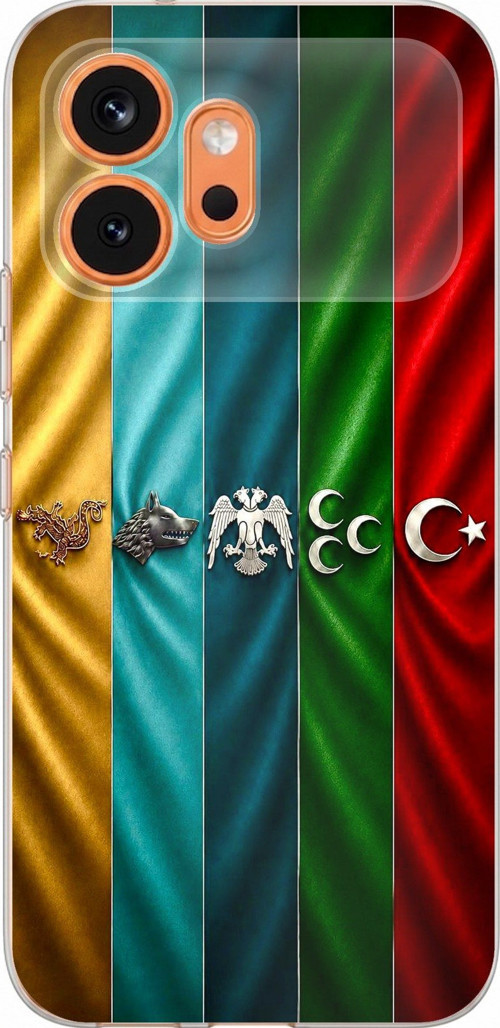 Honor 600 Uyumlu Tarihi Türk Devletleri Bayrakları Baskılı Silikon Kılıf