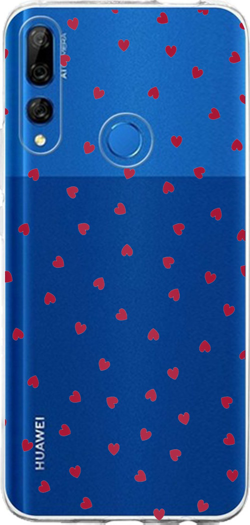 Honor 9X Uyumlu Kırmızı Kalpler Tasarımlı Baskılı Silikon Kılıf