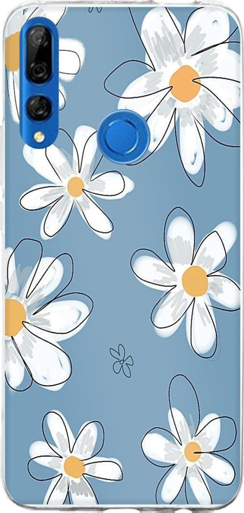 Honor 9X Uyumlu Mavi Papatya Bahçesi Baskılı Silikon Kılıf