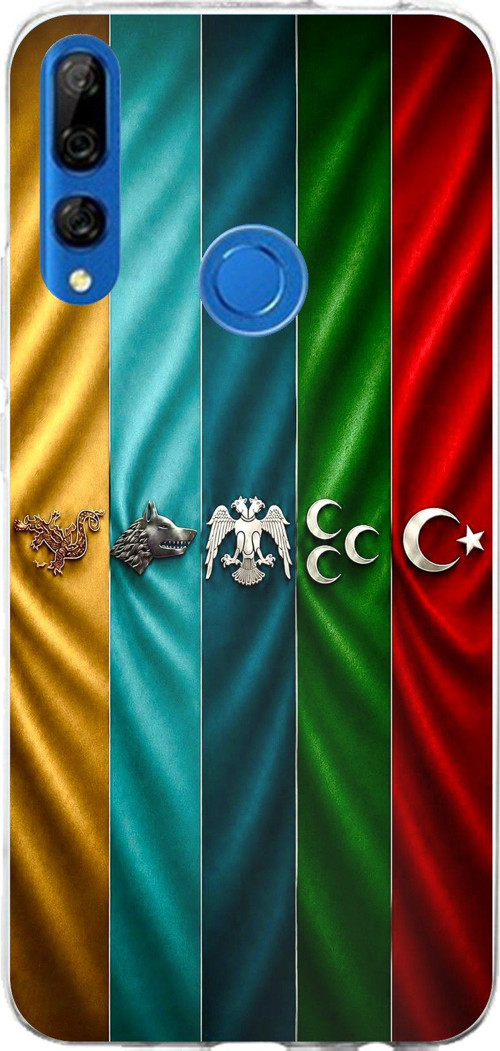 Honor 9X Uyumlu Tarihi Türk Devletleri Bayrakları Baskılı Silikon Kılıf