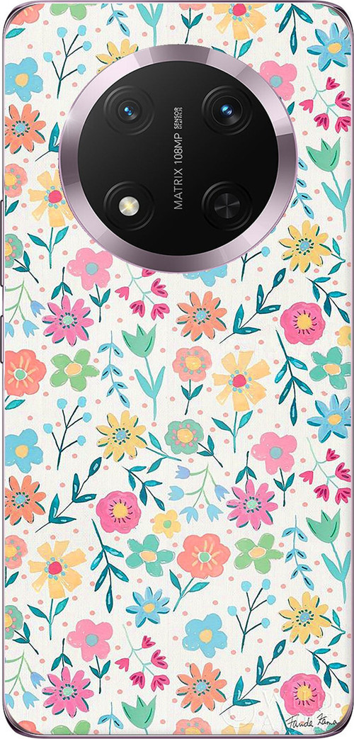 Honor Magic 7 Lite Uyumlu Dekoratif Çiçekler Baskılı Silikon Kılıf