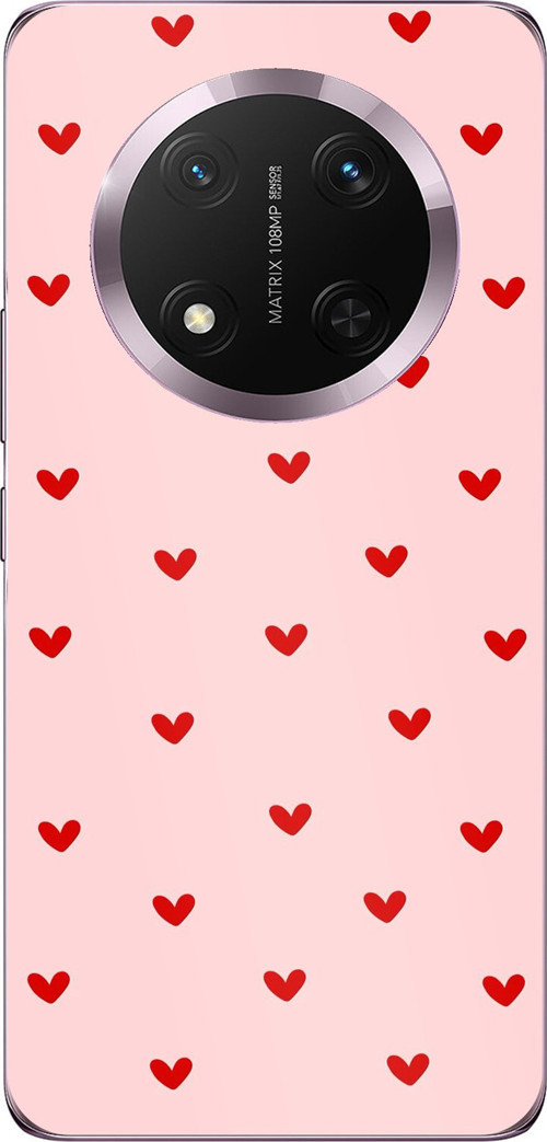 Honor Magic 7 Lite Uyumlu Kırmızı Minik Kalpler Baskılı Silikon Kılıf