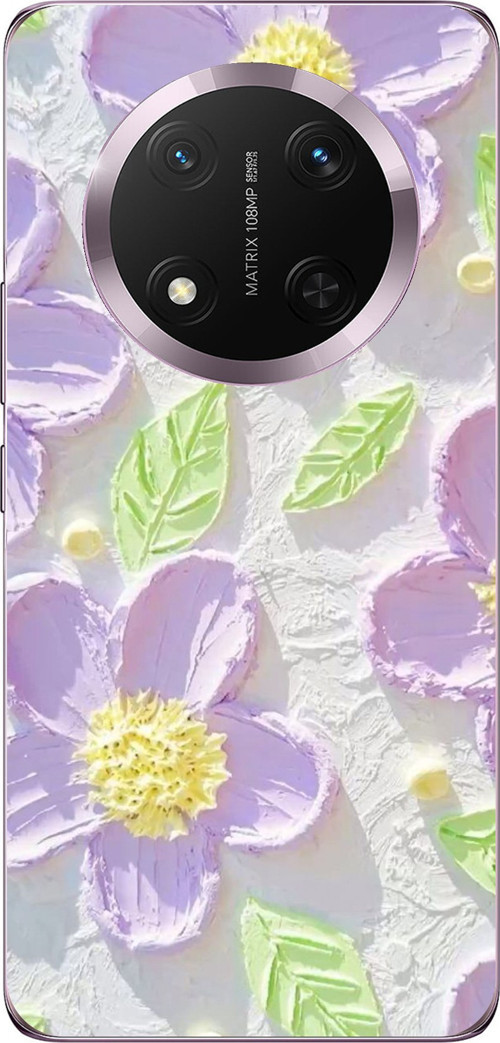 Honor Magic 7 Lite Uyumlu Mor Papatyalar Sulu Boya Baskılı Silikon Kılıf