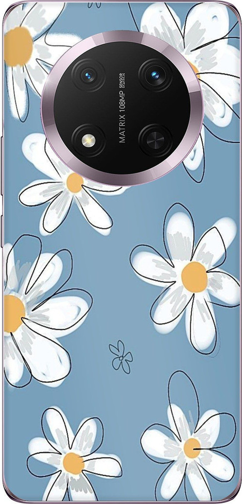 Honor Magic 7 Lite Uyumlu Mavi Papatya Bahçesi Baskılı Silikon Kılıf