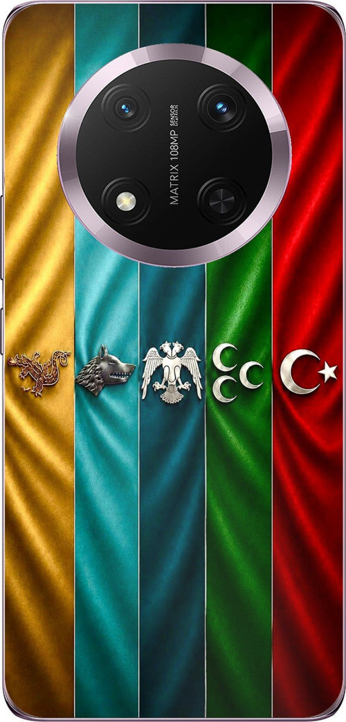 Honor Magic 7 Lite Uyumlu Tarihi Türk Devletleri Bayrakları Baskılı Silikon Kılıf