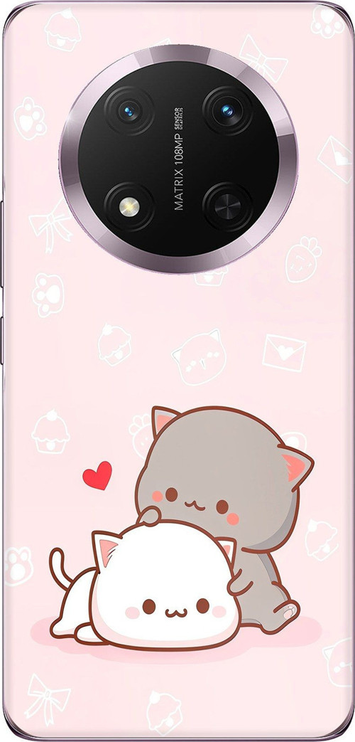 Honor Magic 7 Lite Uyumlu Sevimli ve Remontik Kediler Baskılı Silikon Kılıf