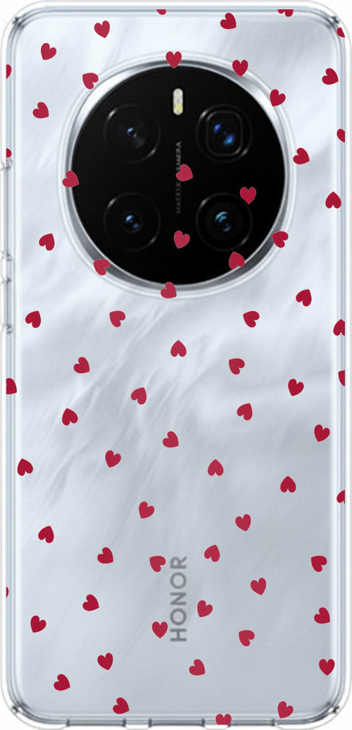 Honor Magic 7 PRO Uyumlu Kırmızı Kalpler Tasarımlı Baskılı Silikon Kılıf