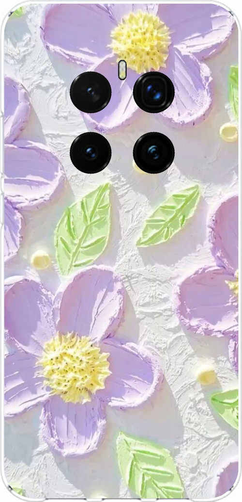 Honor Magic 7 PRO Uyumlu Mor Papatyalar Sulu Boya Baskılı Silikon Kılıf